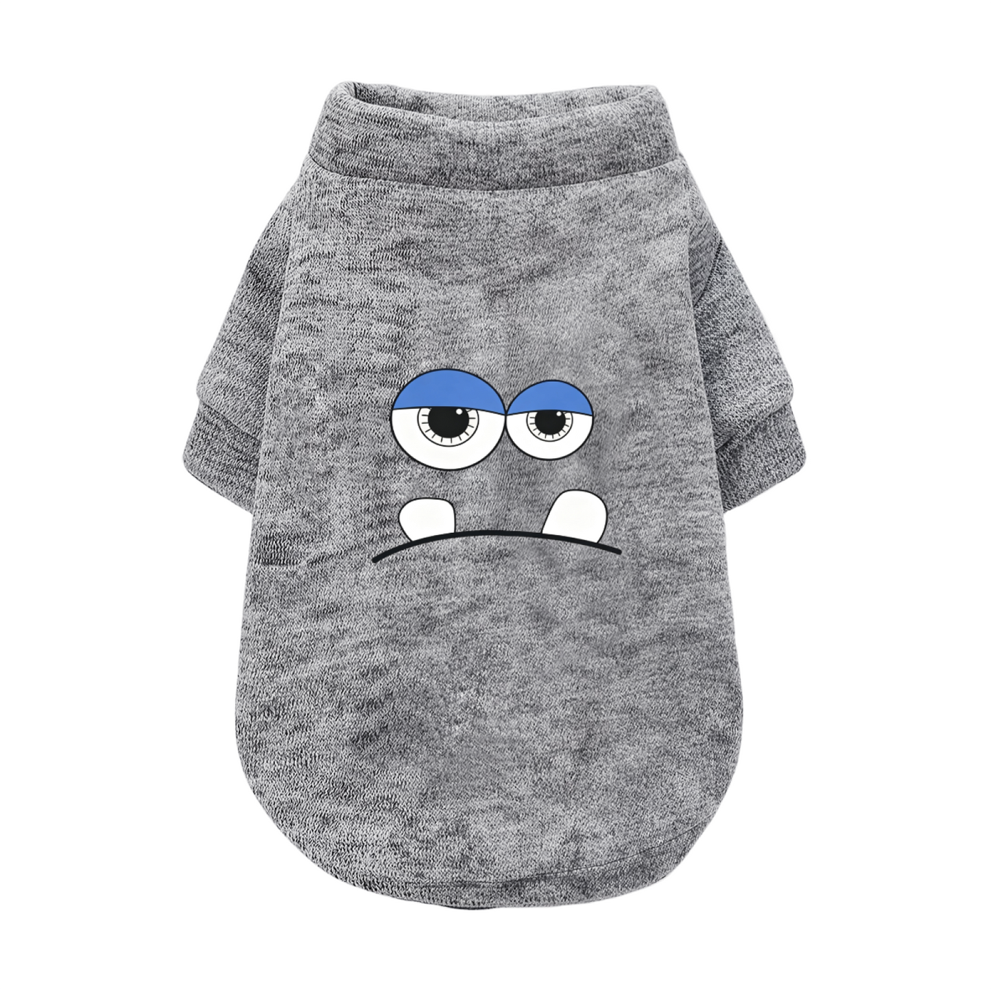Funny Big Eyed Monster Heather Gray Dog Cardigan Sweater