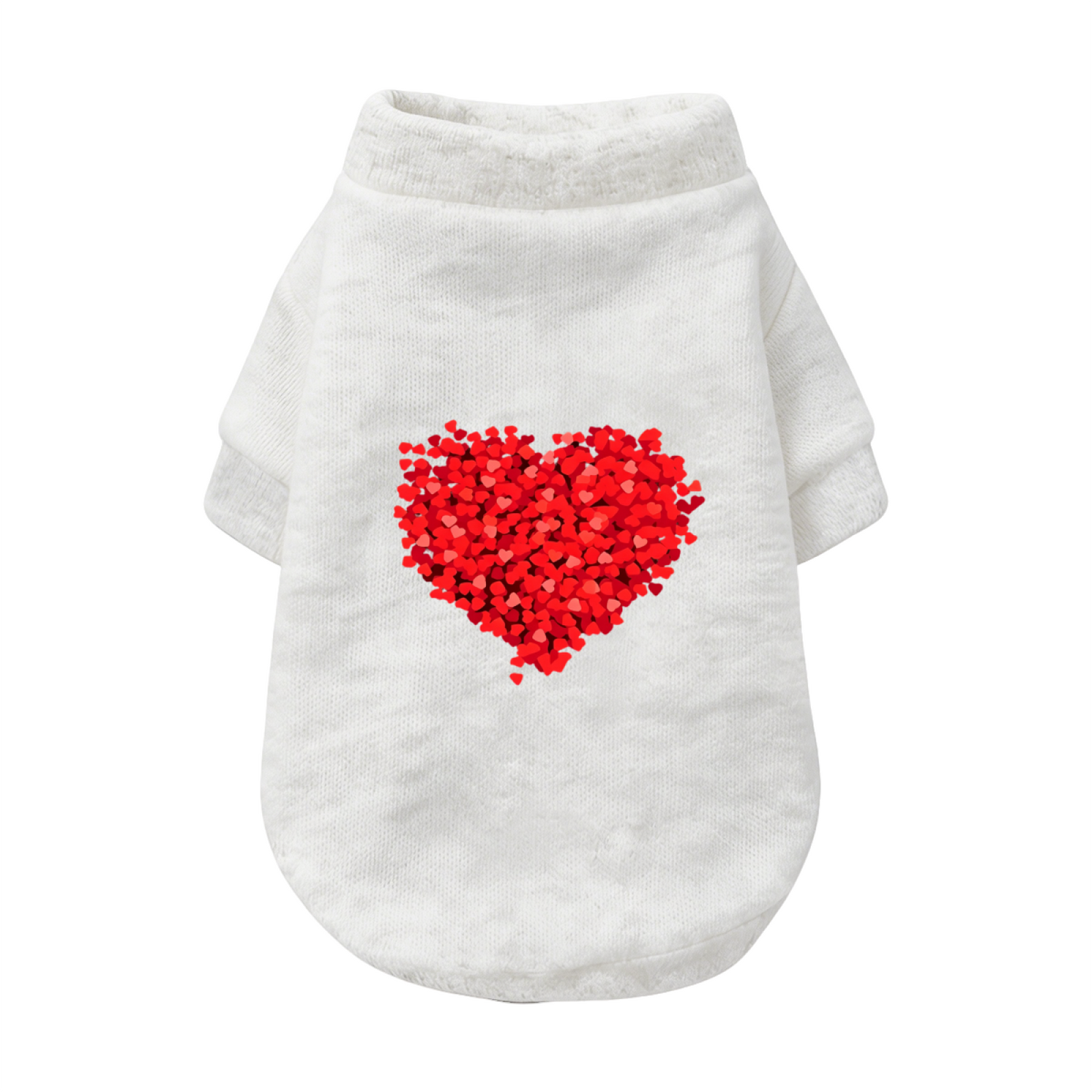 Glitter Red Heart Sweet White Dog Sweater