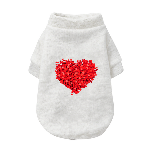 Glitter Red Heart Sweet White Dog Sweater