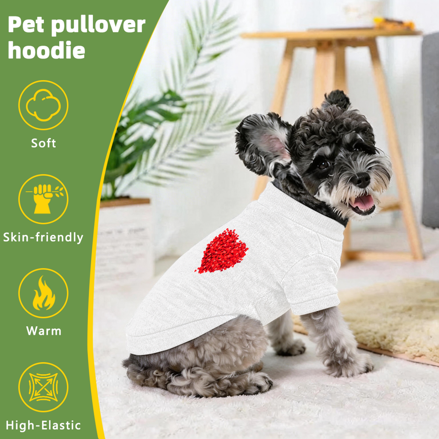 Glitter Red Heart Sweet White Dog Sweater