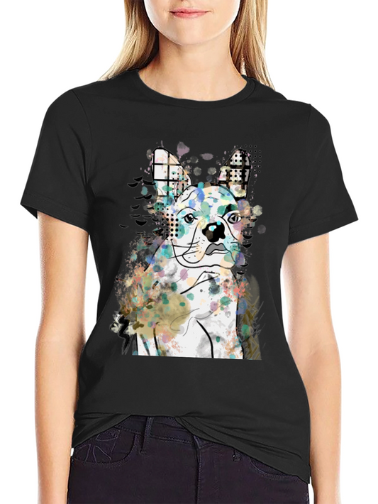 Dog Art Graphic Tee - Modern Abstract French Bulldog