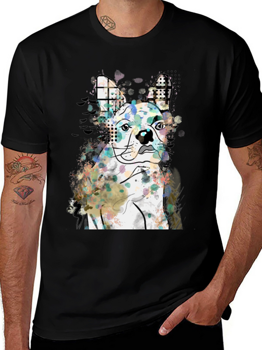 Dog Art Graphic Tee - Modern Abstract French Bulldog
