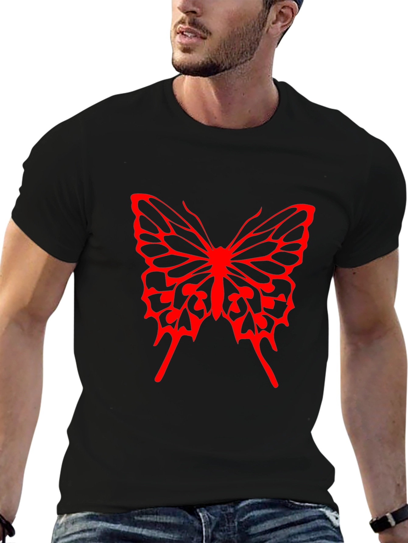 Butterfly Graphic Tee - Bold Red Design