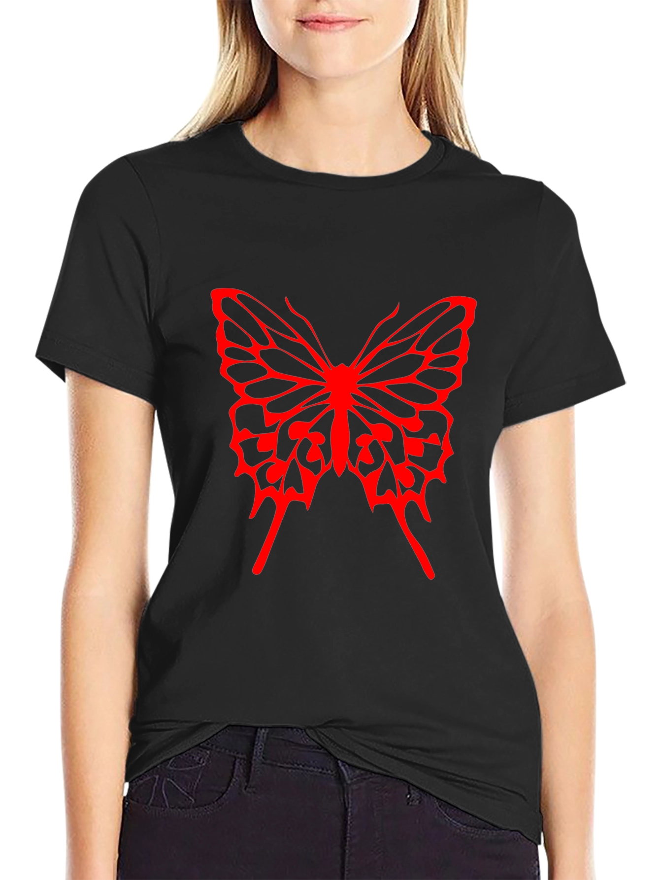 Butterfly Graphic Tee - Bold Red Design