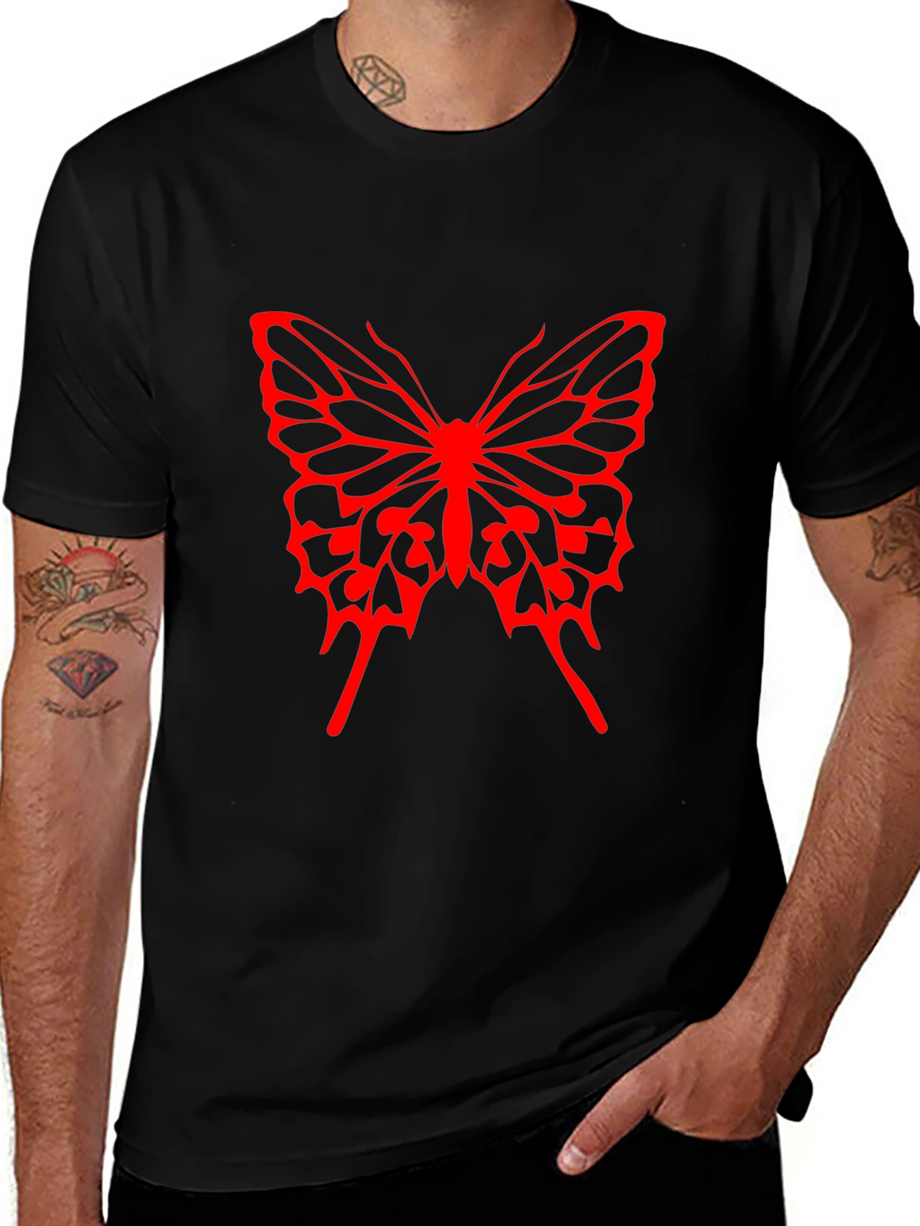 Butterfly Graphic Tee - Bold Red Design