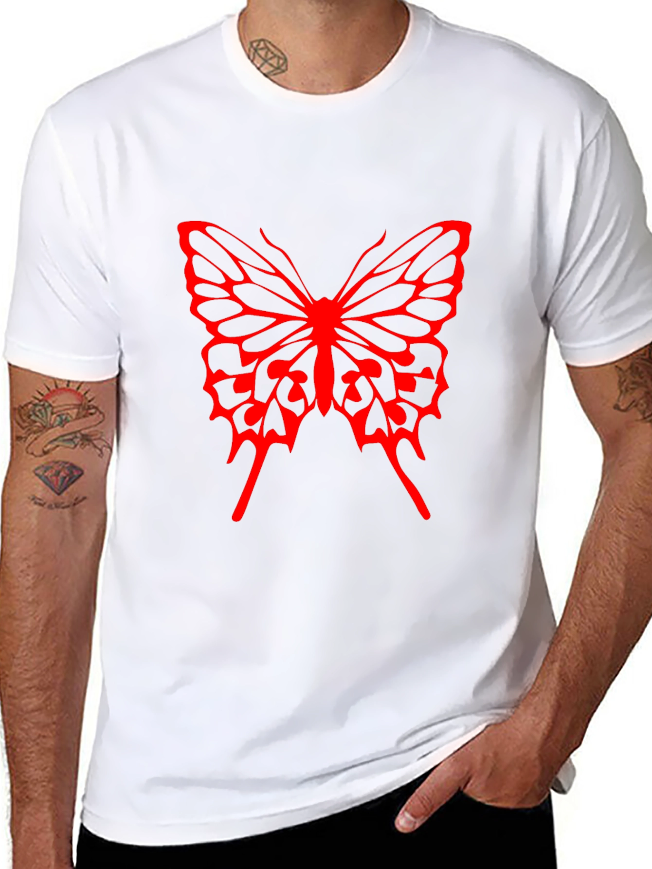 Butterfly Graphic Tee - Bold Red Design