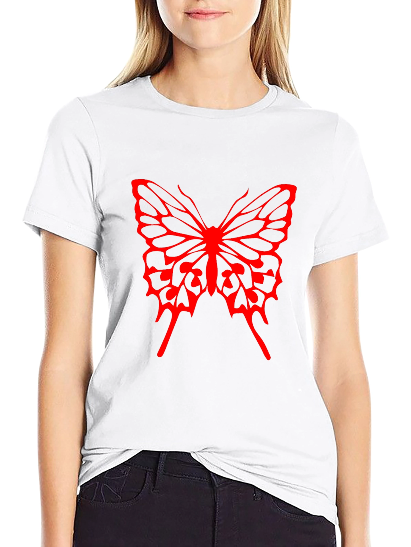 Butterfly Graphic Tee - Bold Red Design