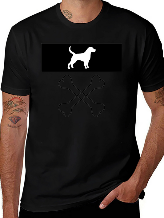 Dog & Bones Graphic Tee - Black Cotton Crewneck