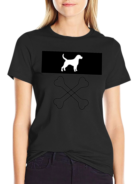 Dog & Bones Graphic Tee - Black Cotton Crewneck