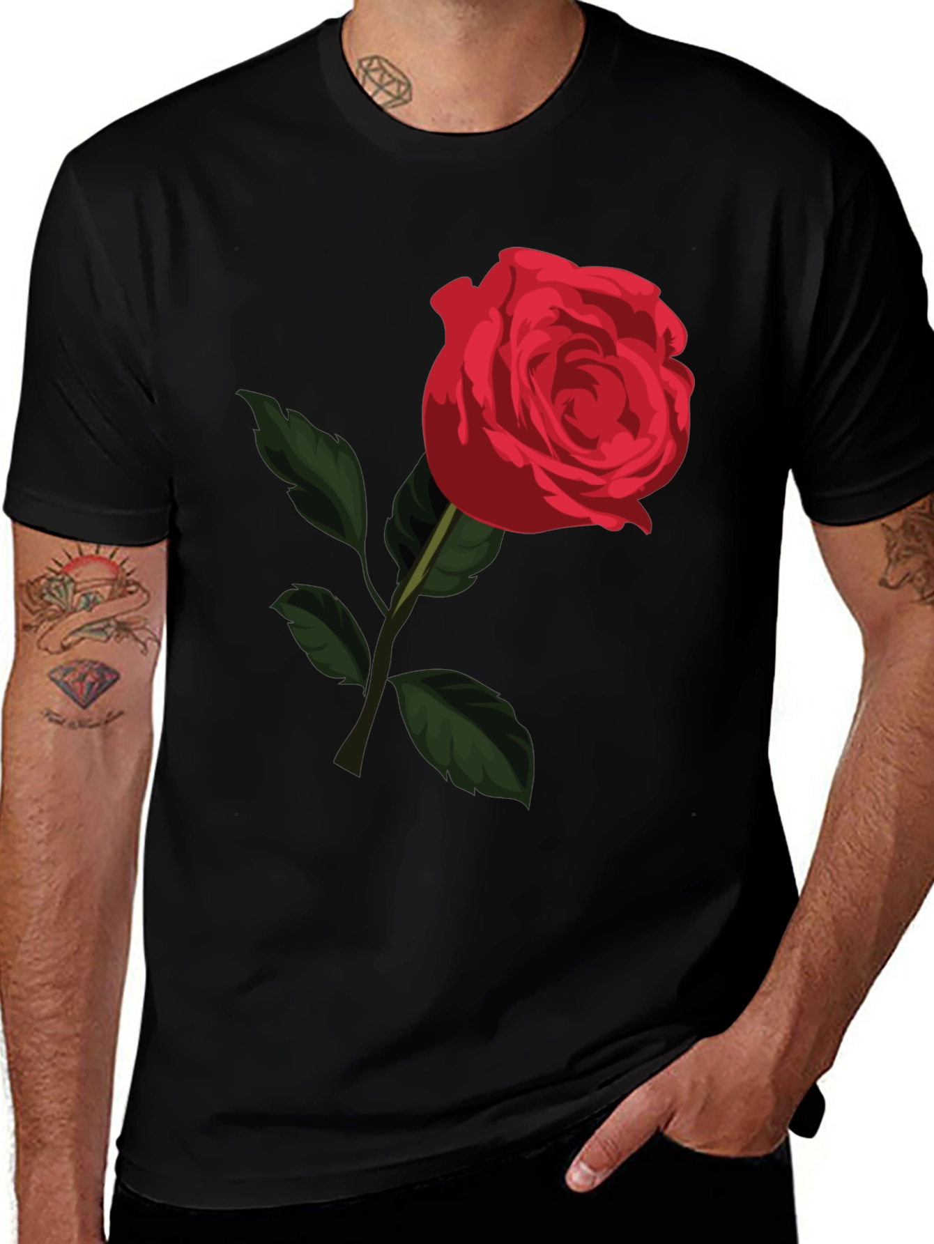 Red Rose Graphic Tee - Classic Floral Design