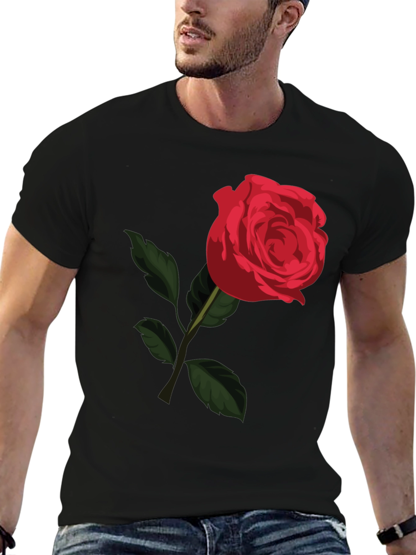 Red Rose Graphic Tee - Classic Floral Design
