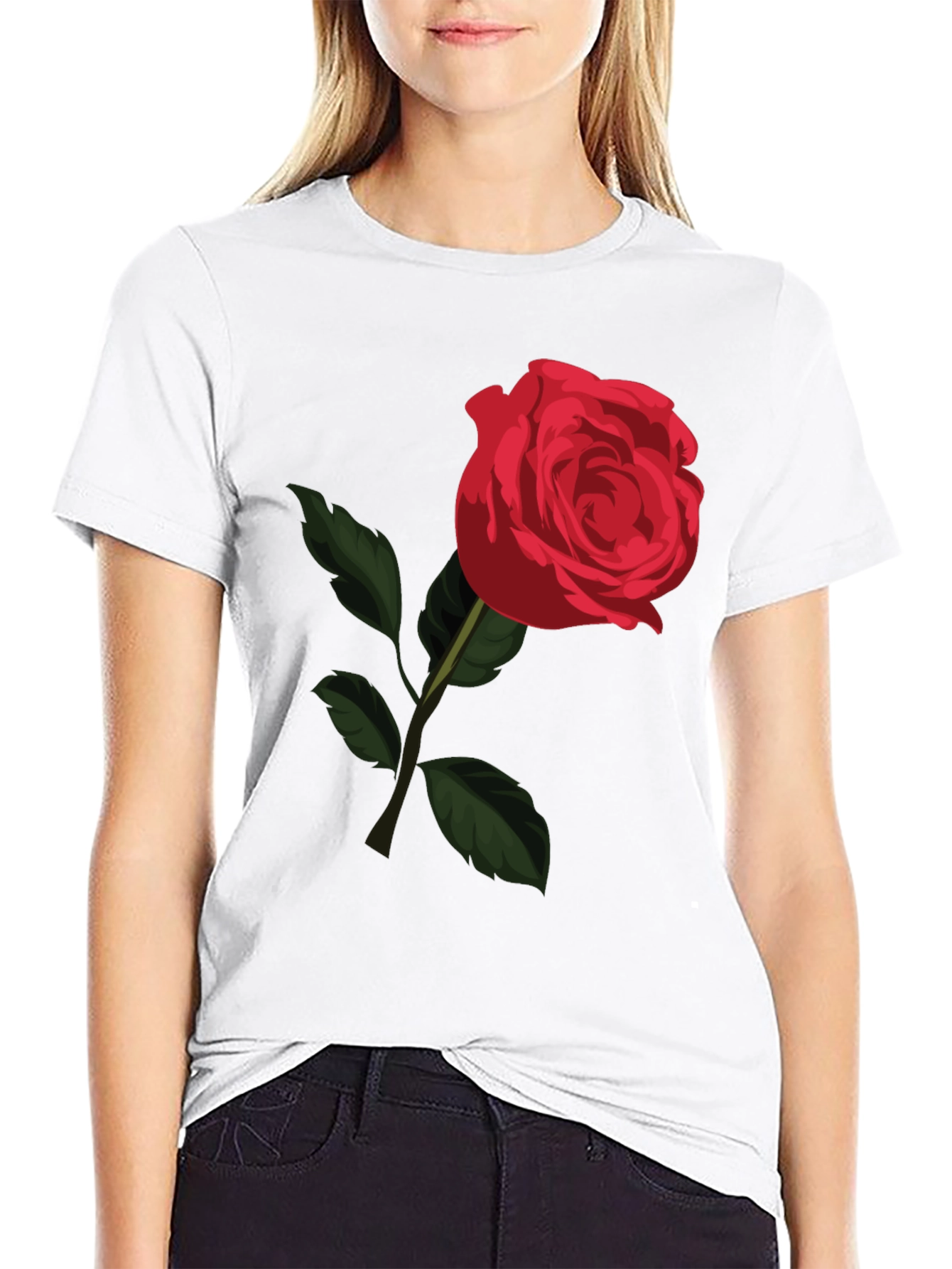 Red Rose Graphic Tee - Classic Floral Design