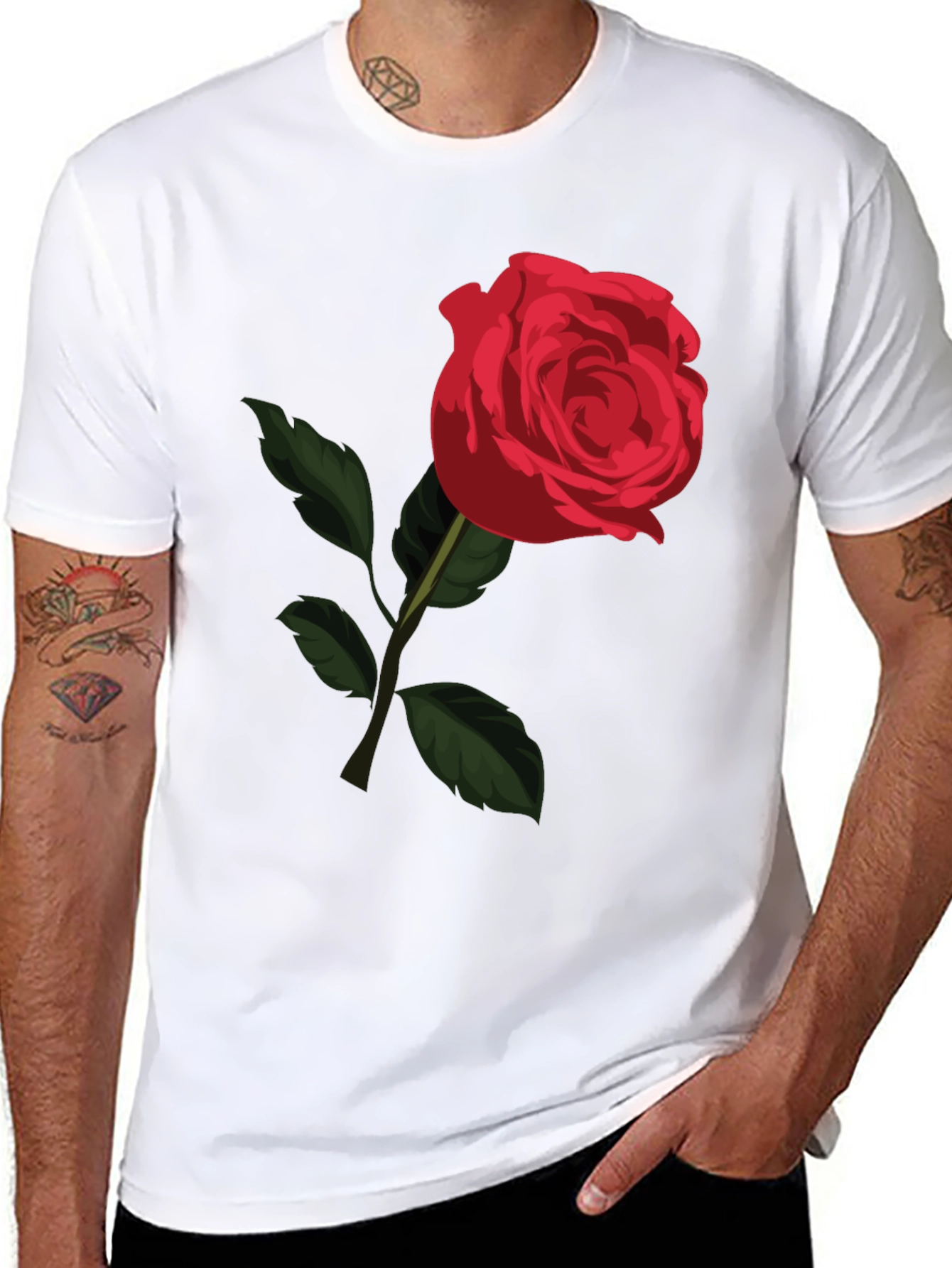 Red Rose Graphic Tee - Classic Floral Design