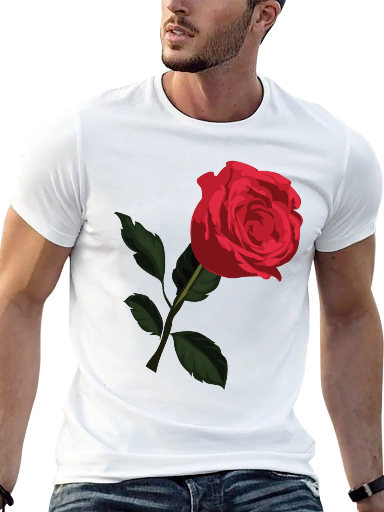 Red Rose Graphic Tee - Classic Floral Design