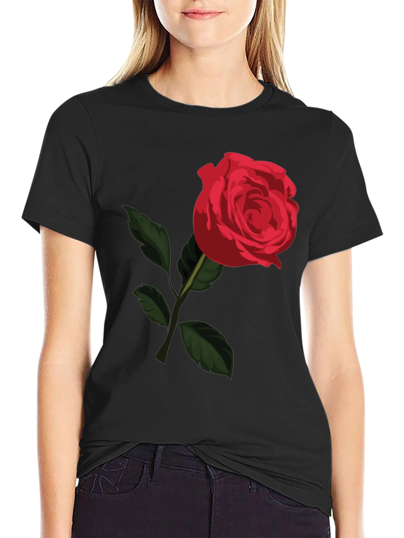 Red Rose Graphic Tee - Classic Floral Design