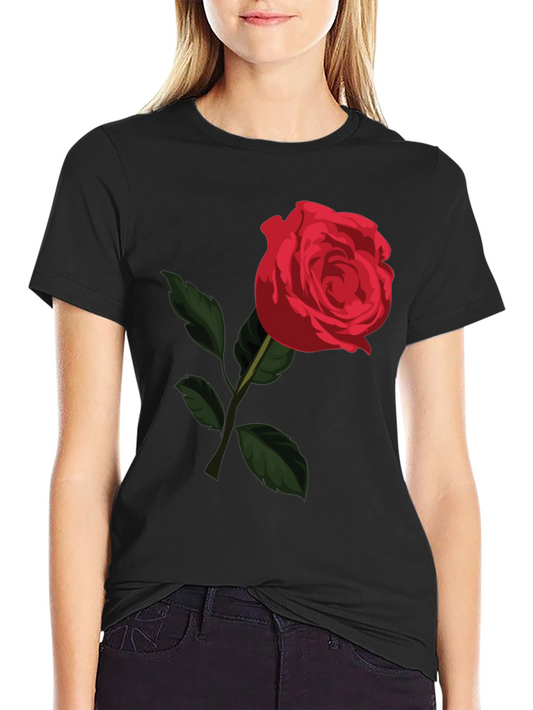 Red Rose Graphic Tee - Classic Floral Design