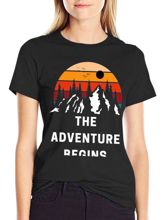 Adventure Begins Graphic Tee - Black
