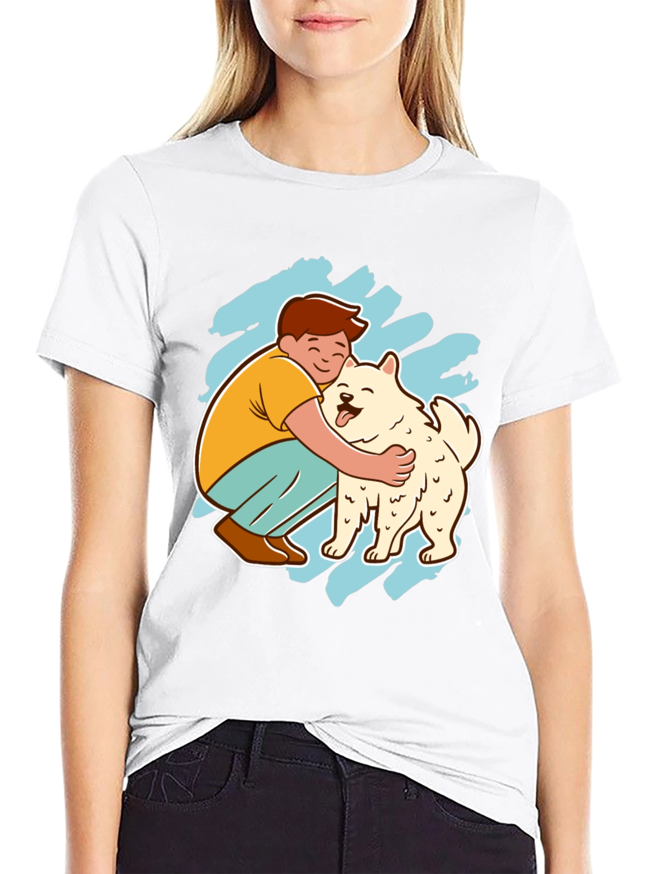 Boy Hugging Dog Graphic Tee