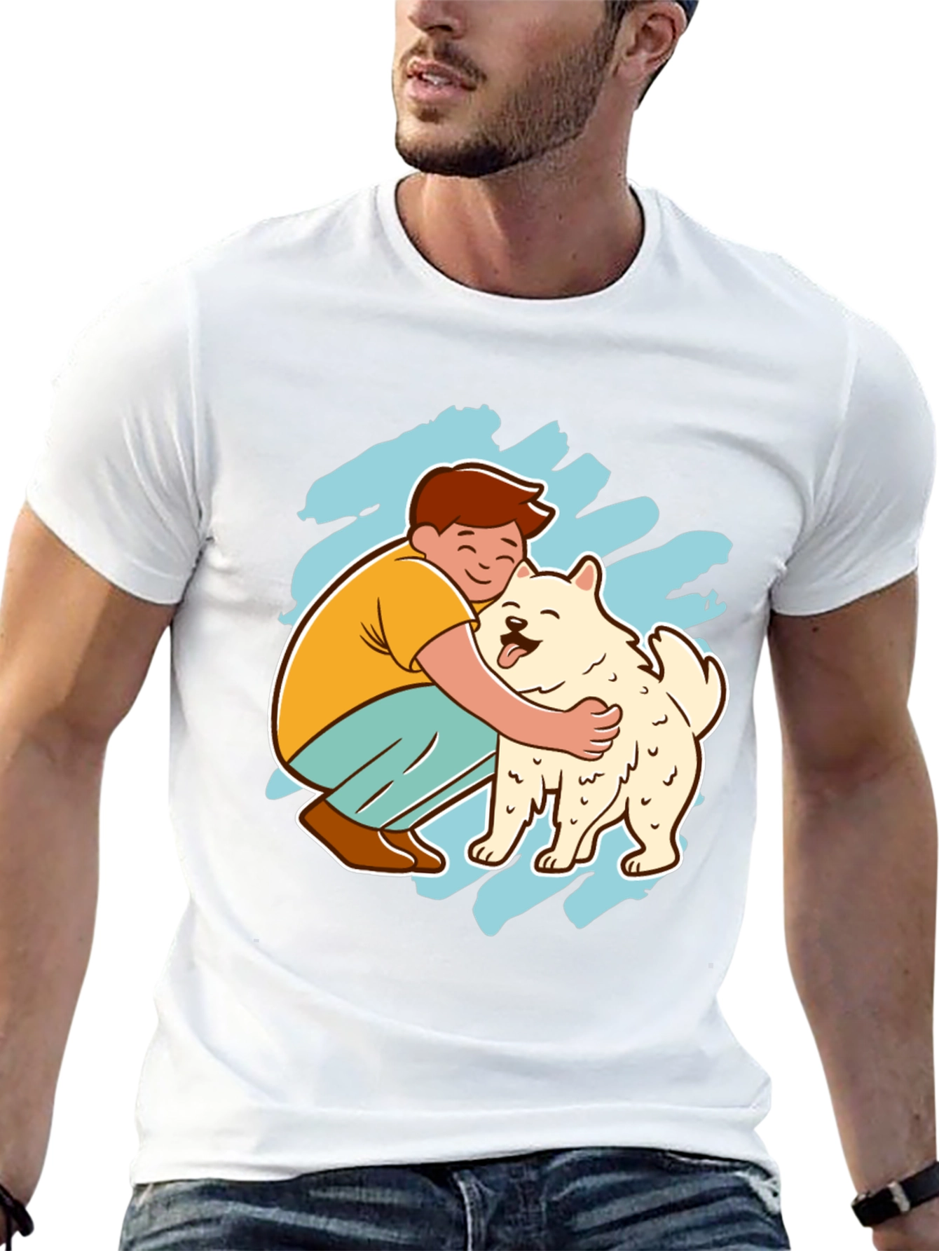 Boy Hugging Dog Graphic Tee