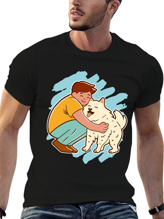 Boy Hugging Dog Graphic Tee