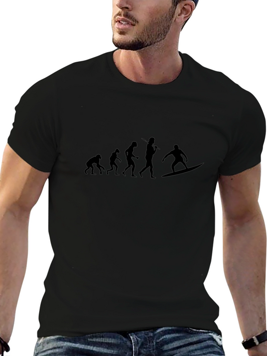 Evolution of Surfing Black Graphic Tee
