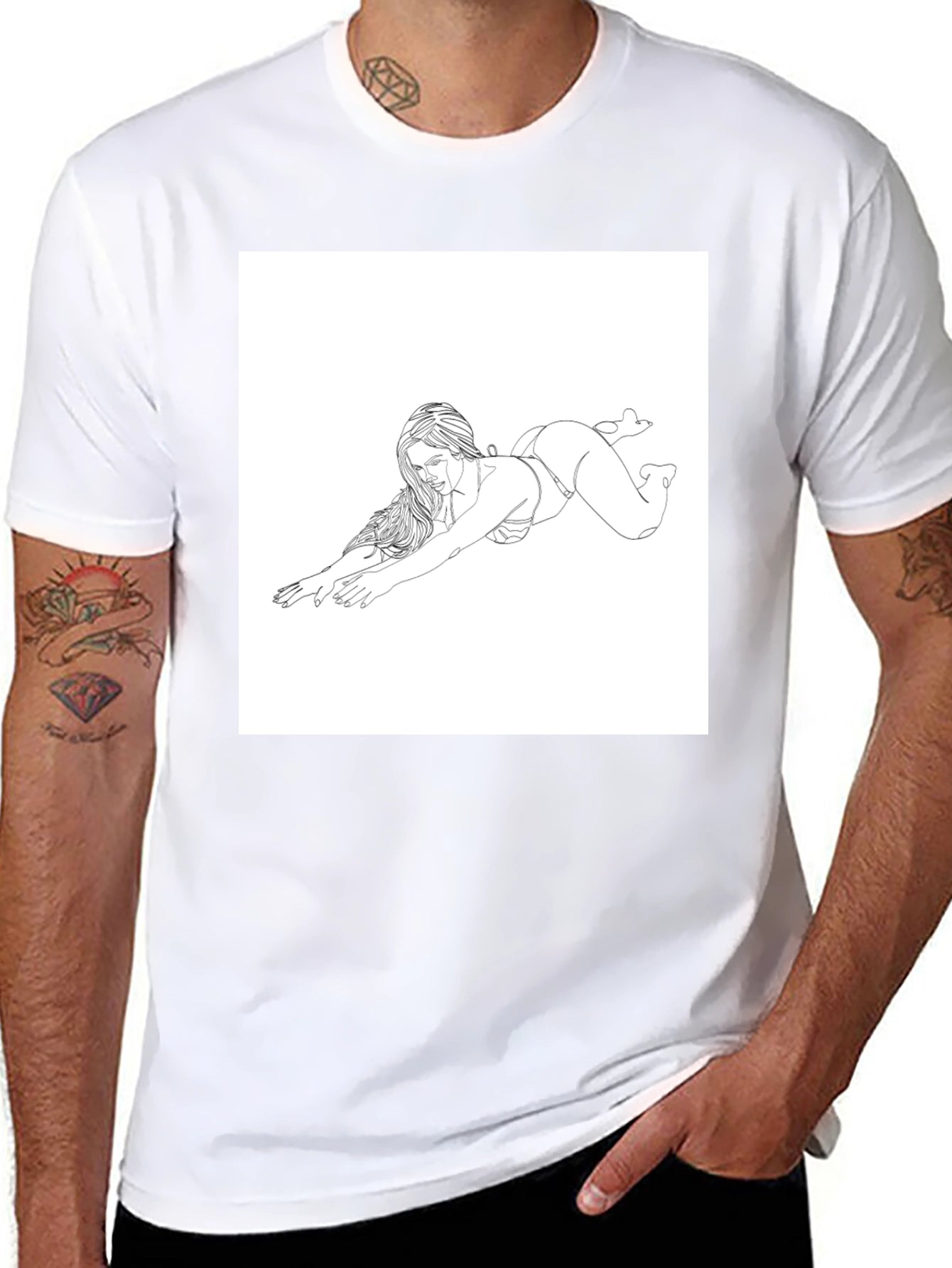 Line Art Womans Tee - Sleek Black