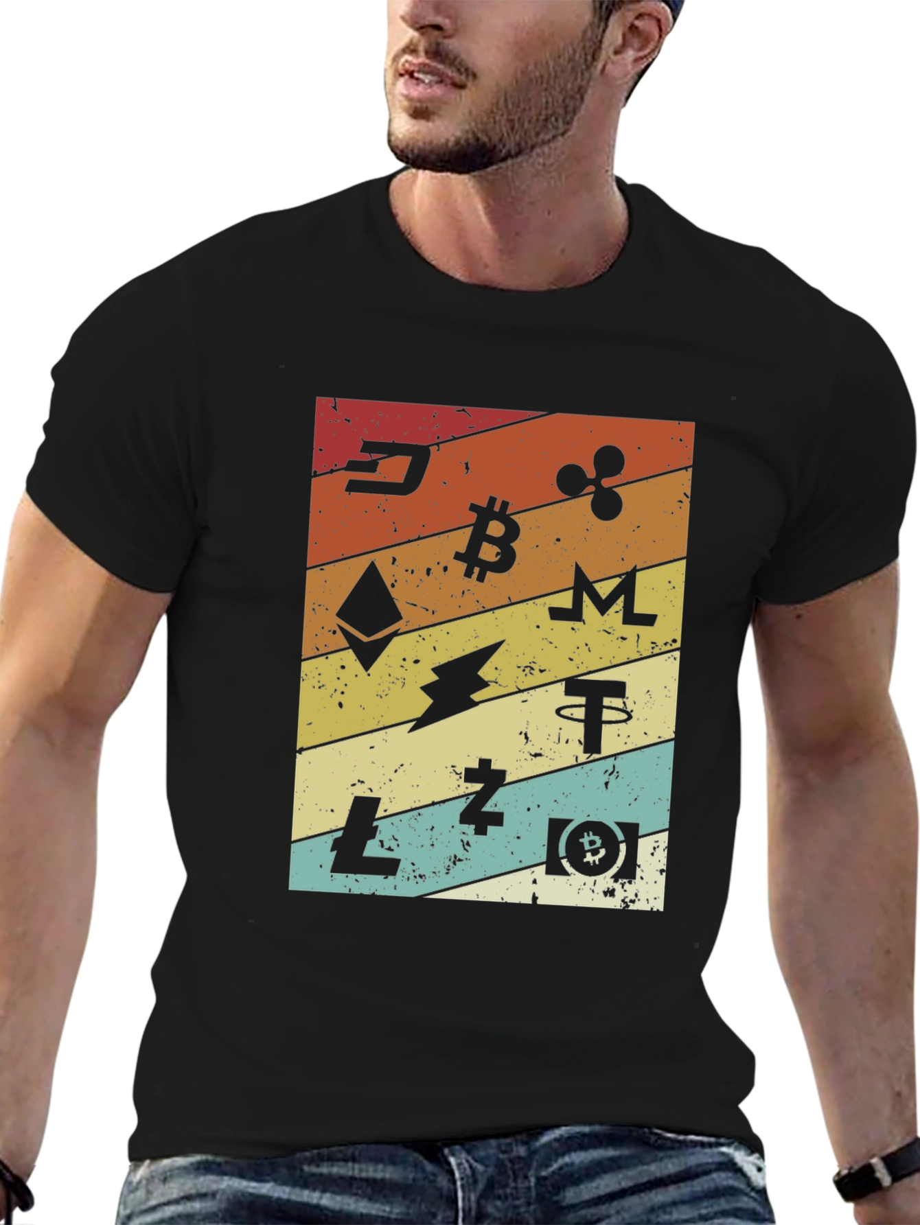 Crypto Currency Graphic Print T-Shirt - Retro Style
