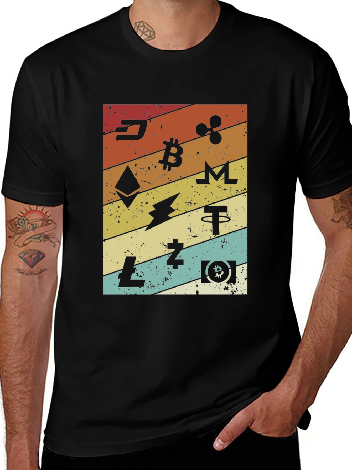 Crypto Currency Graphic Print T-Shirt - Retro Style
