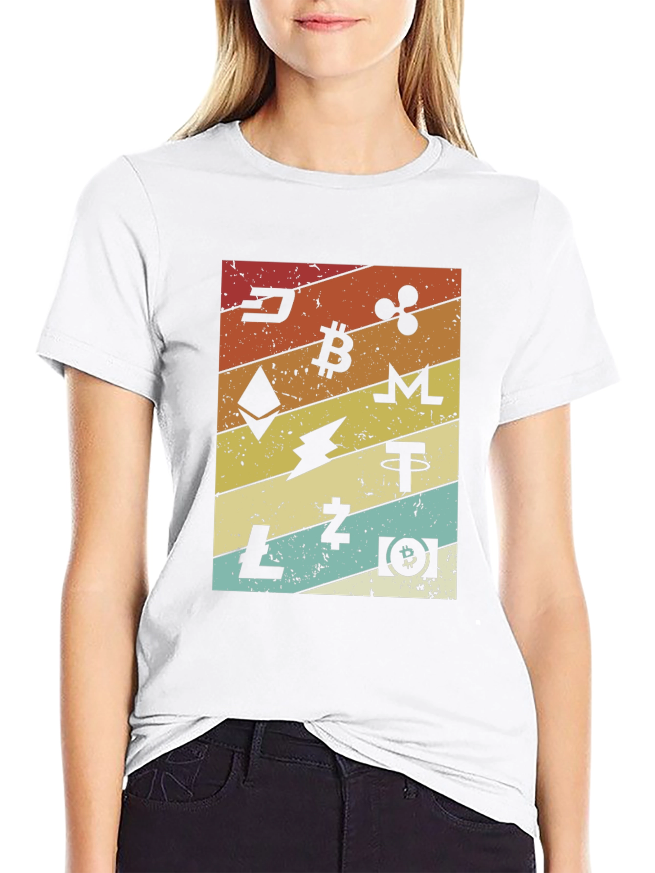 Crypto Currency Graphic Print T-Shirt - Retro Style