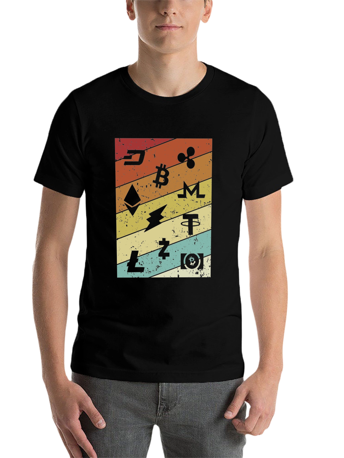 Crypto Currency Graphic Print T-Shirt - Retro Style