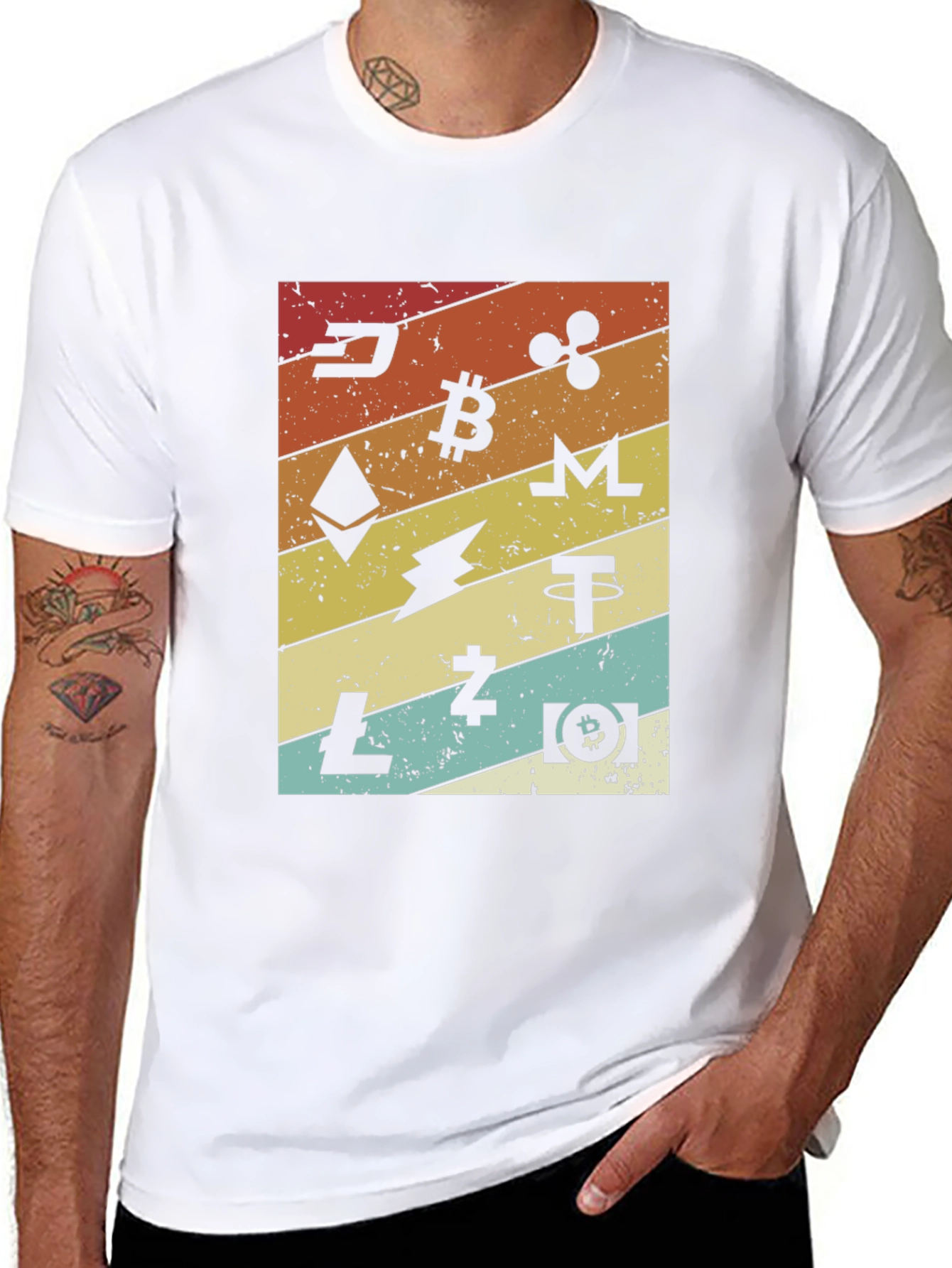 Crypto Currency Graphic Print T-Shirt - Retro Style