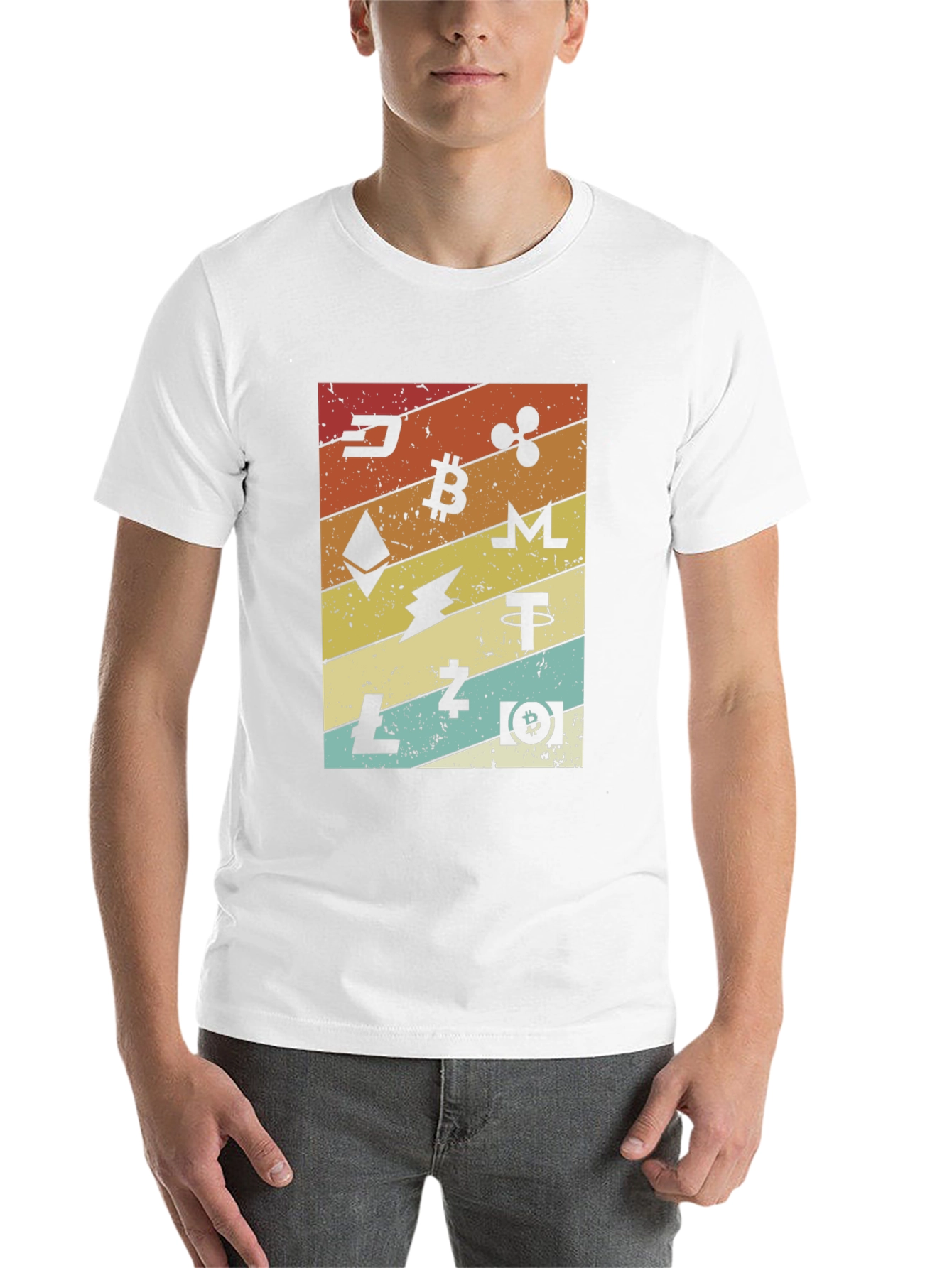 Crypto Currency Graphic Print T-Shirt - Retro Style