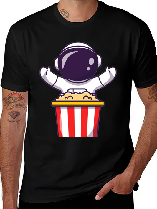 Astronaut Popcorn T-Shirt - Space Movie Night Apparel