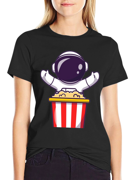 Astronaut Popcorn T-Shirt - Space Movie Night Apparel