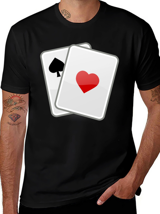 Lucky Hand T-Shirt - Spade & Heart Cards Graphic Tee