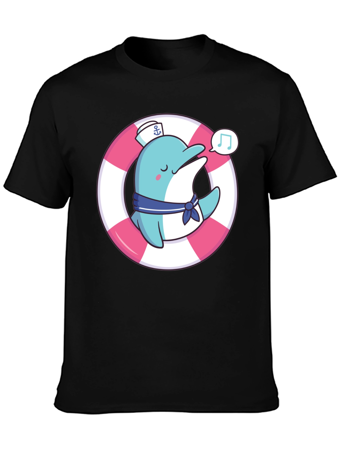 Cute Dolphin Sailor Graphic T-Shirt