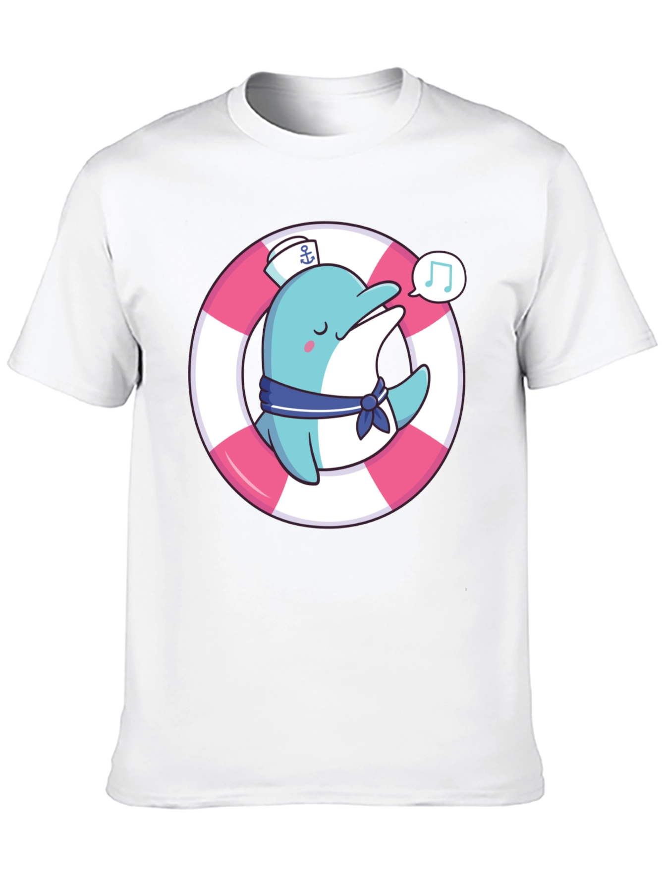 Cute Dolphin Sailor Graphic T-Shirt