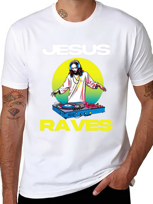 Jesus Raves Black Graphic Tee