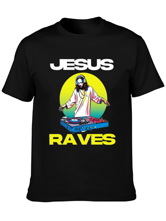 Jesus Raves Black Graphic Tee