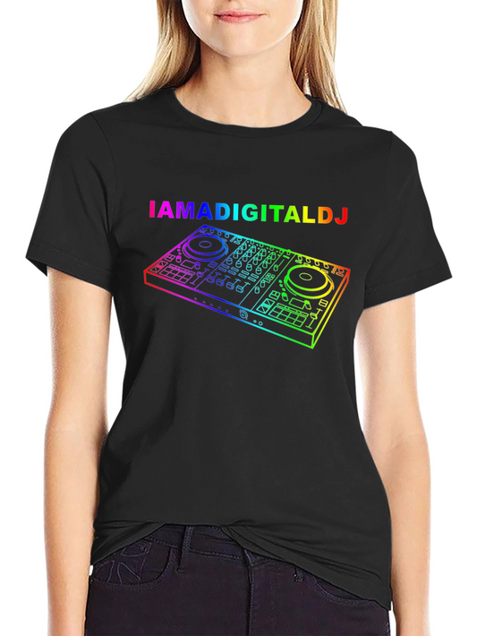 I AM A DIGITAL DJ Black T-Shirt with Colorful Design