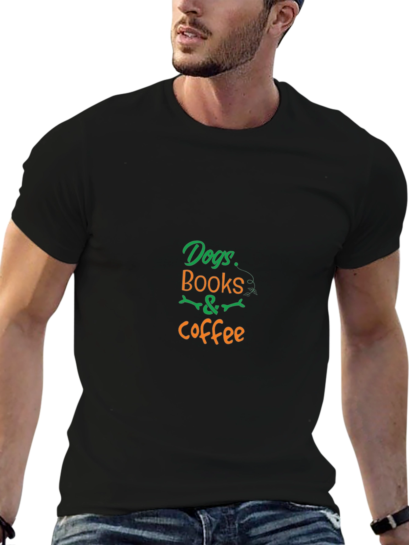 Dogs Books & Coffee Graphic T-Shirt