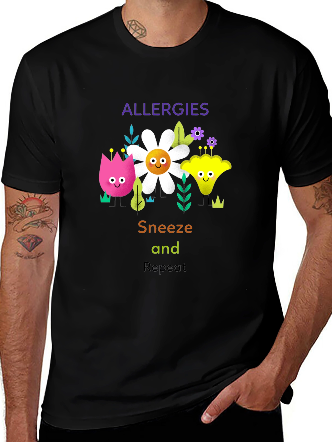 Allergies Sneeze Repeat Graphic T-Shirt
