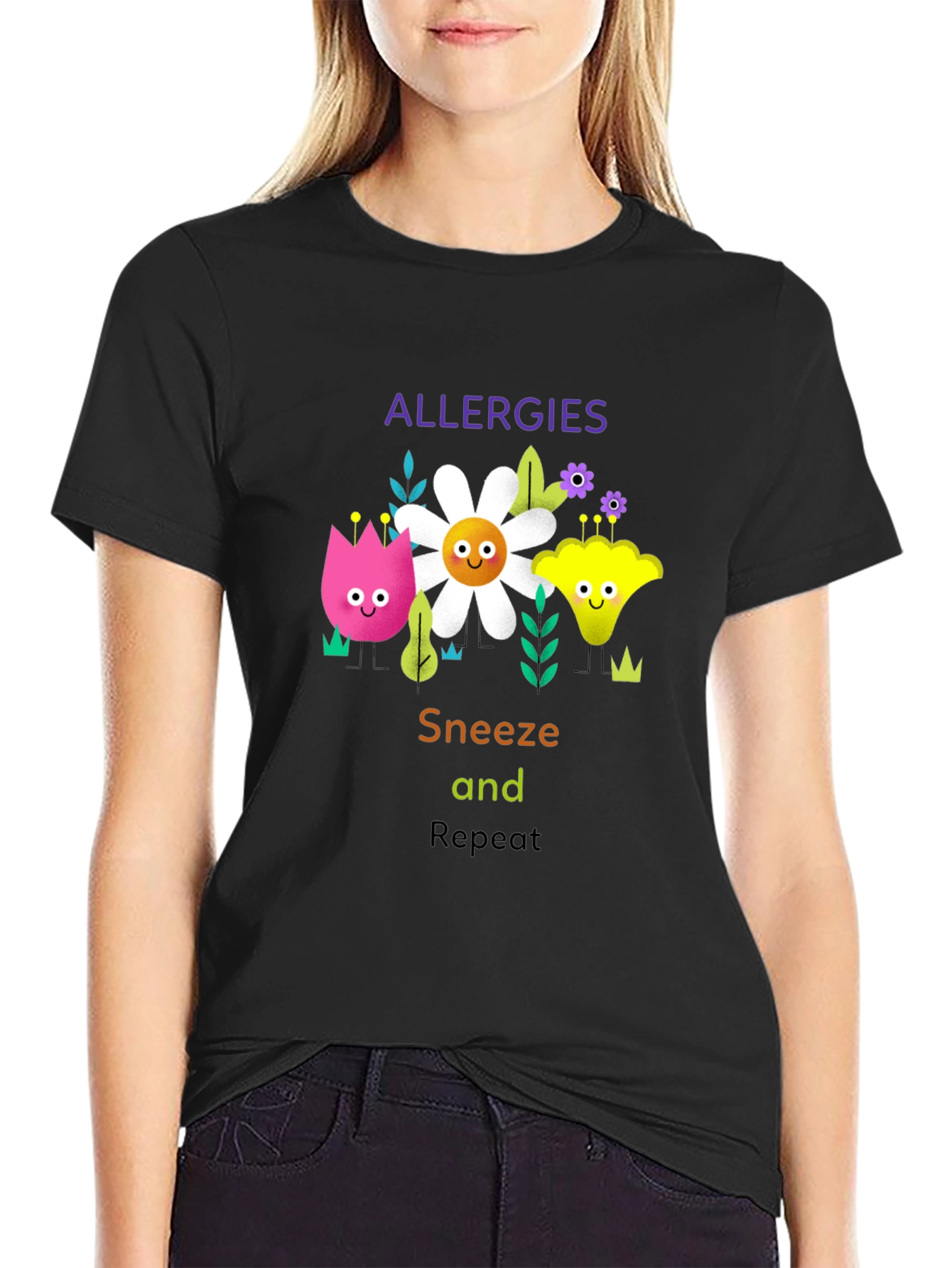 Allergies Sneeze Repeat Graphic T-Shirt