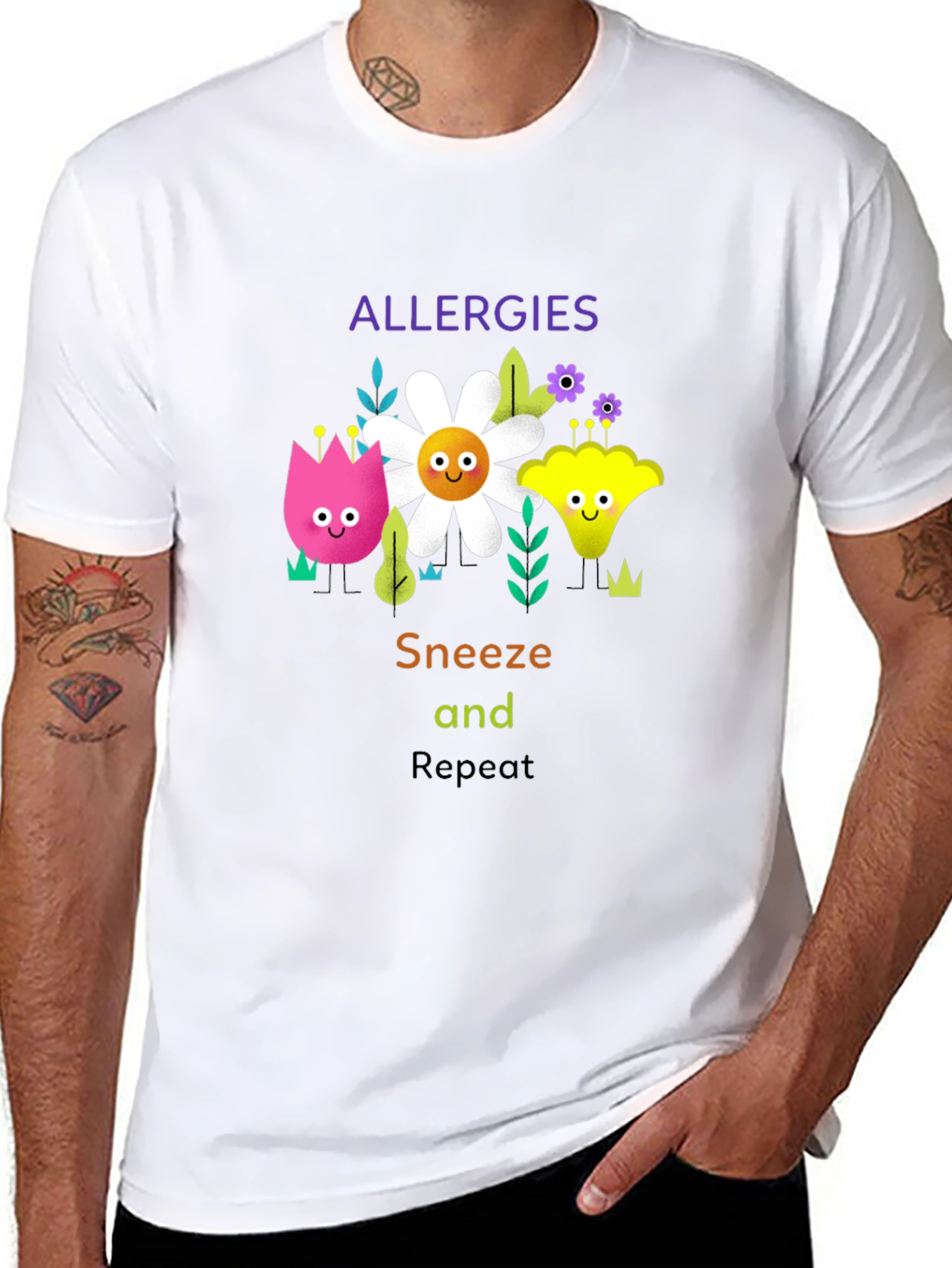 Allergies Sneeze Repeat Graphic T-Shirt