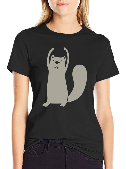Funny Cartoon Beaver Black T-Shirt