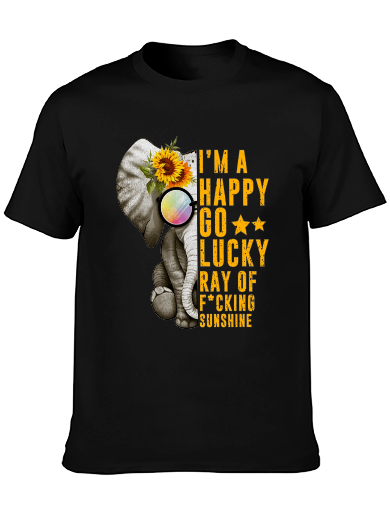 Elephant Sunflower Graphic T-Shirt - Happy Sunshine