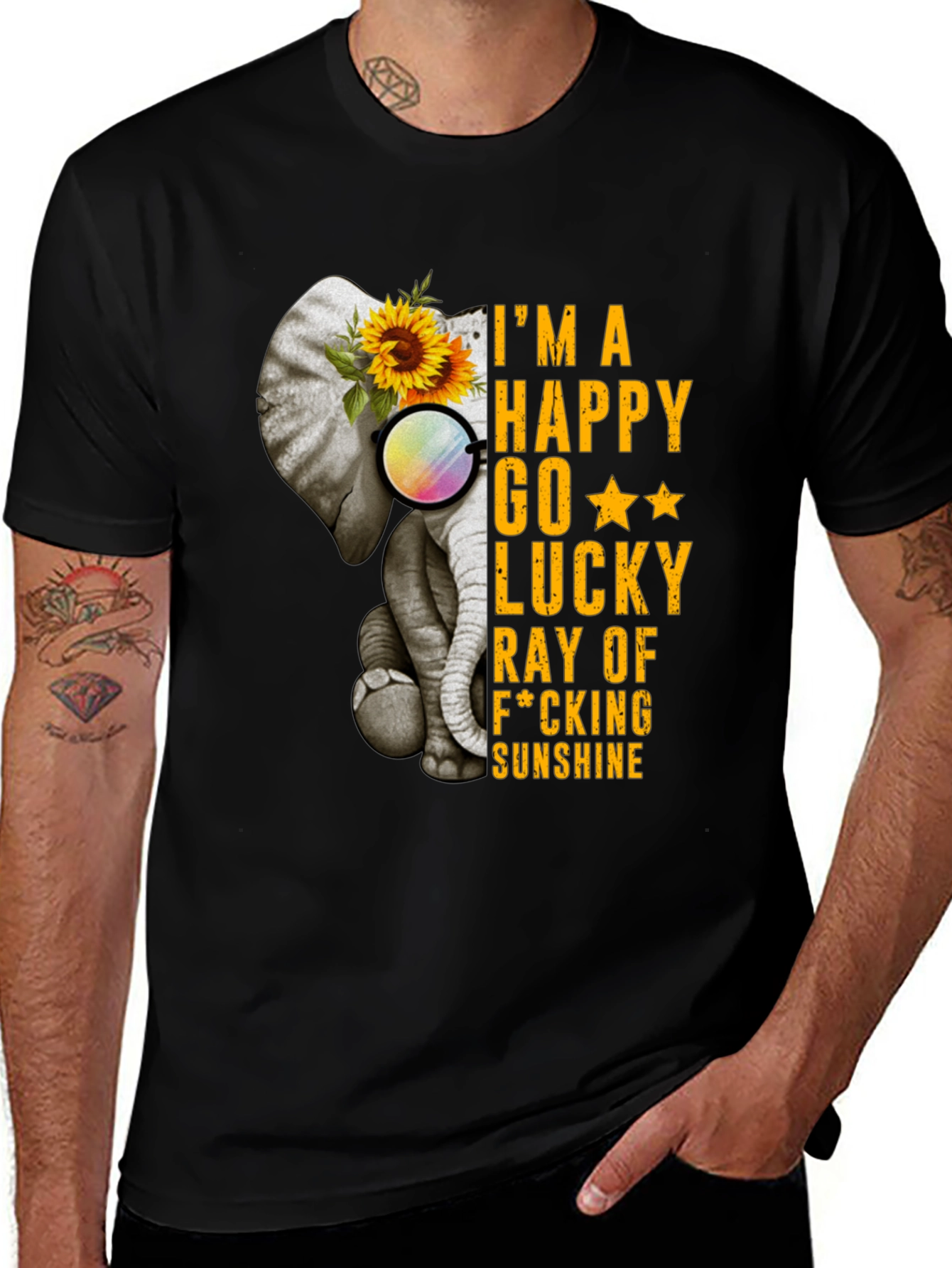 Elephant Sunflower Graphic T-Shirt - Happy Sunshine