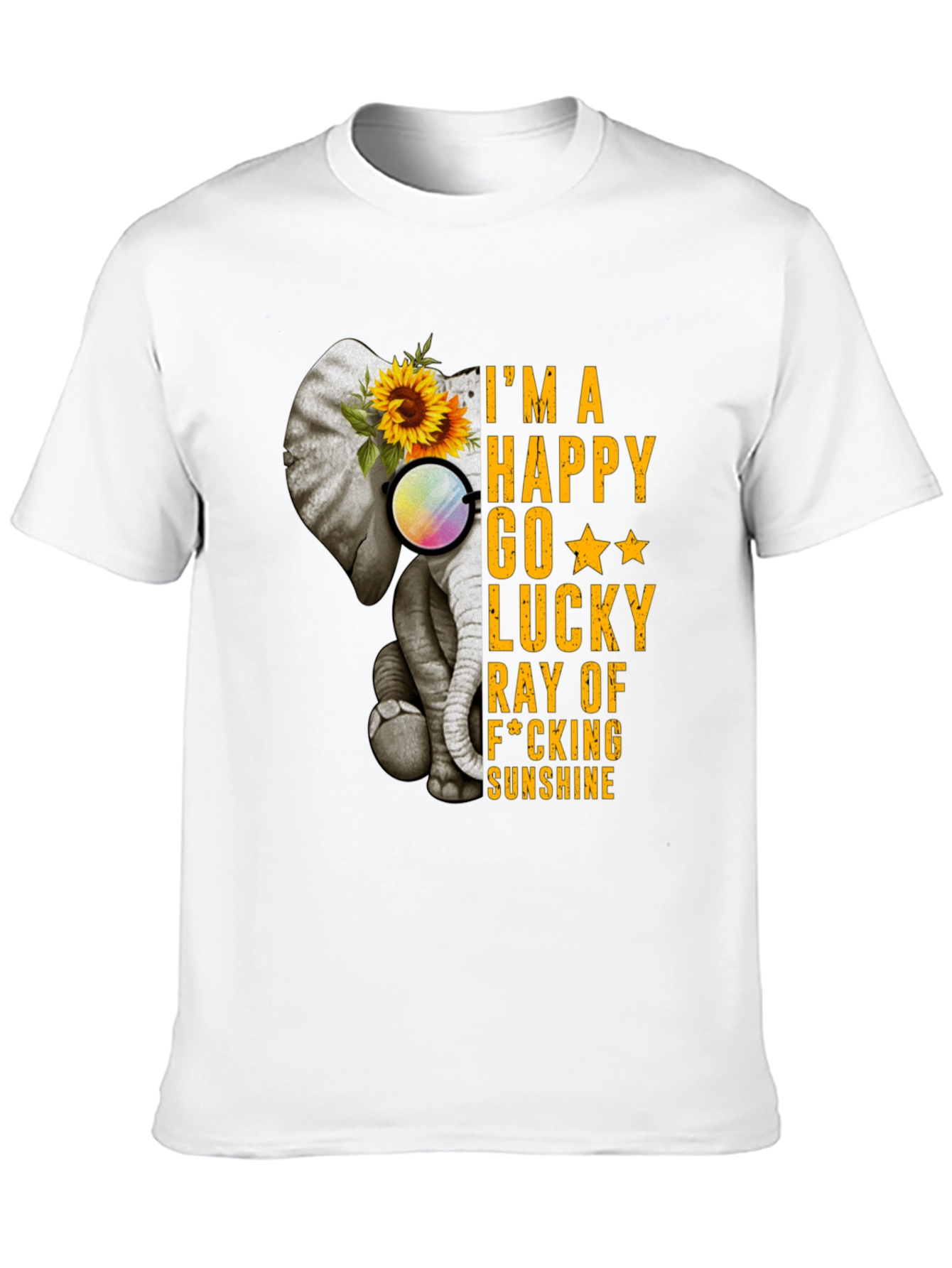 Elephant Sunflower Graphic T-Shirt - Happy Sunshine