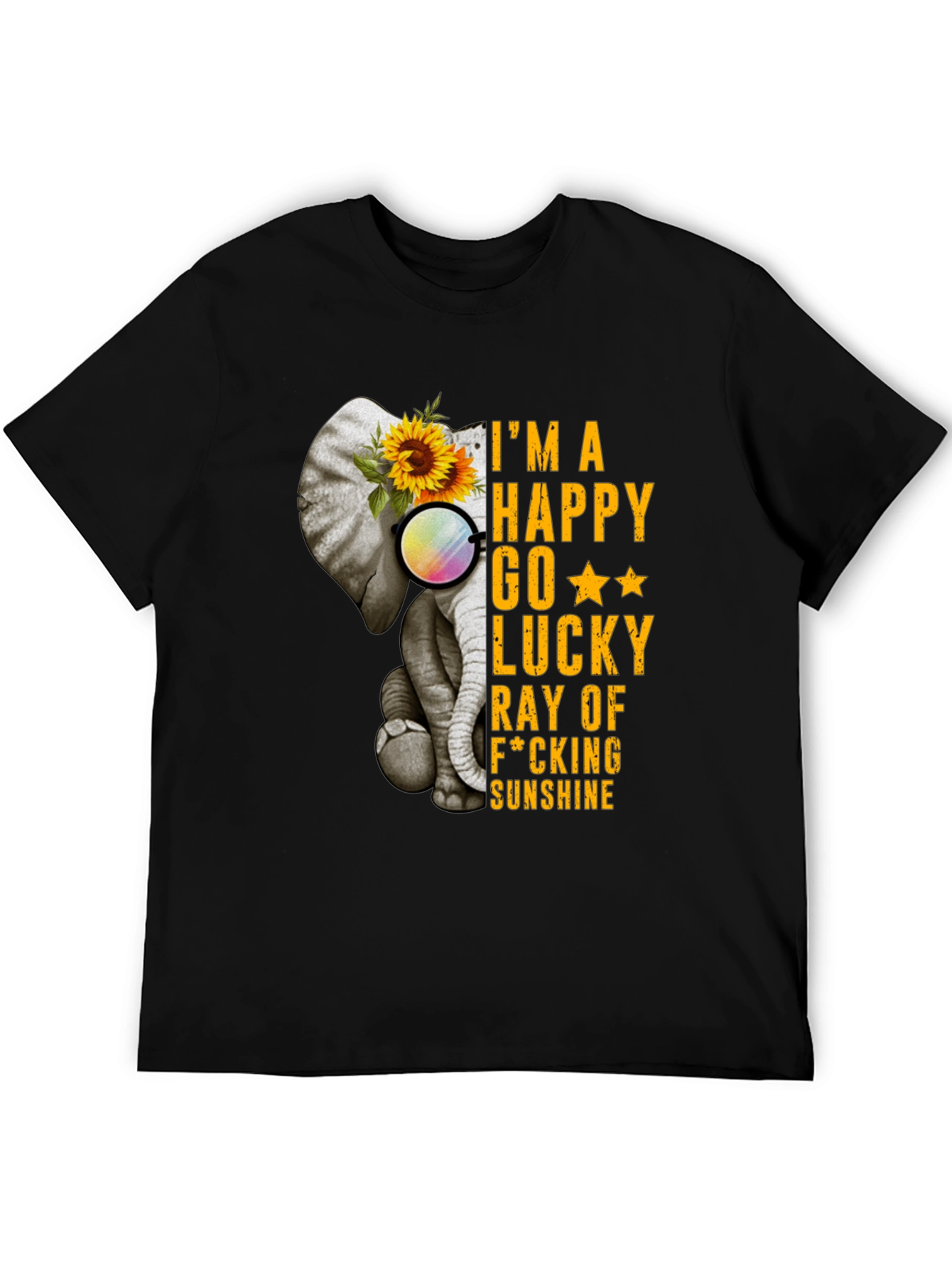 Elephant Sunflower Graphic T-Shirt - Happy Sunshine