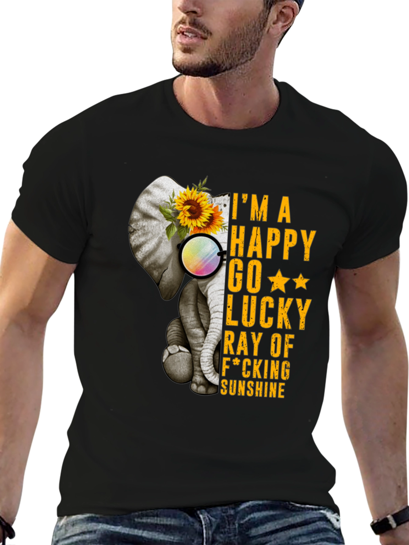 Elephant Sunflower Graphic T-Shirt - Happy Sunshine